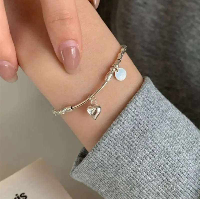 925 Silver Little Square & Heart Bracelet