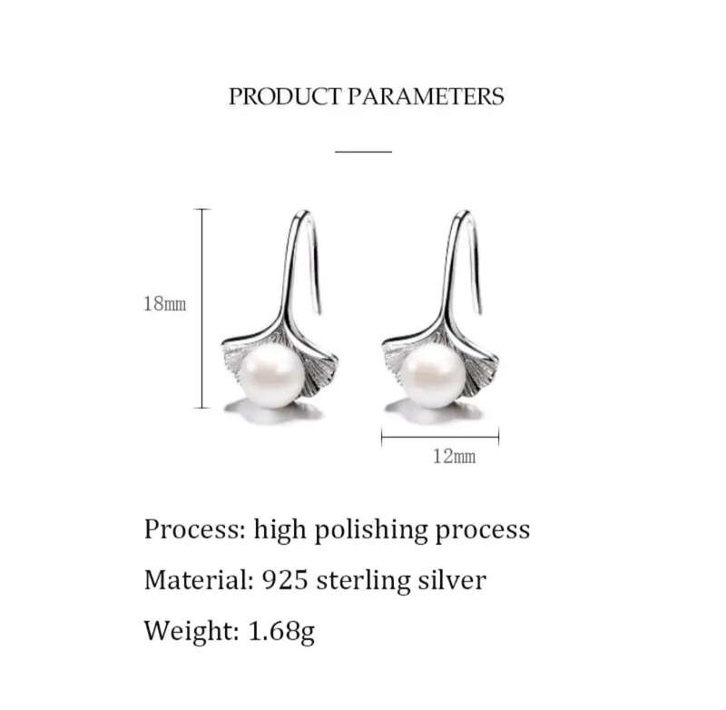 SPECIAL - 925 Silver Gingko Leaf Blowers Pearl Earrings