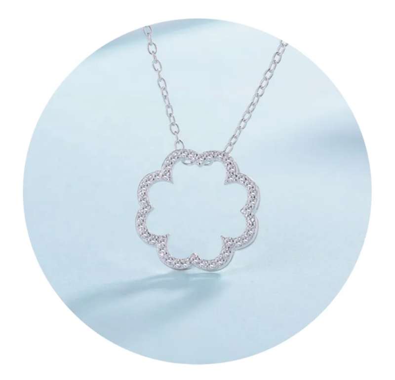 925 Silver Scrunched Scallops CZ Necklace