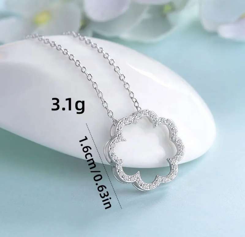 925 Silver Scrunched Scallops CZ Necklace