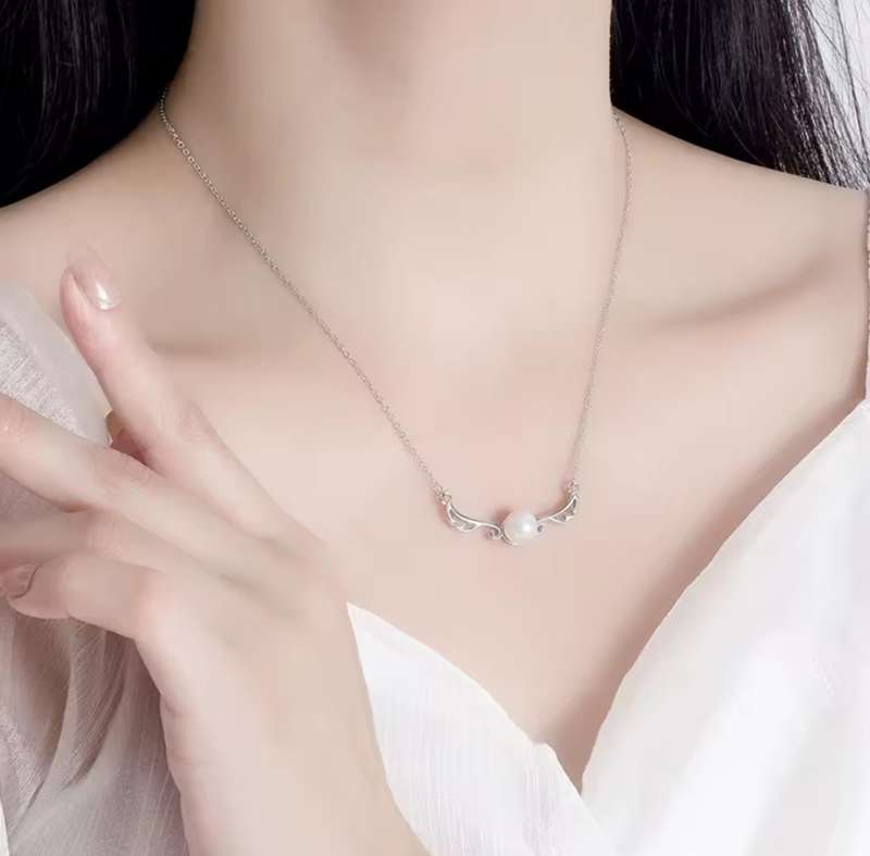 SPECIAL - 925 Silver Angel Wing Pearl Necklace