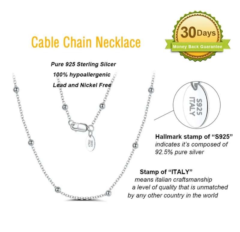 Italian 925 Sterling Silver, 14k gold plated Ball Necklace