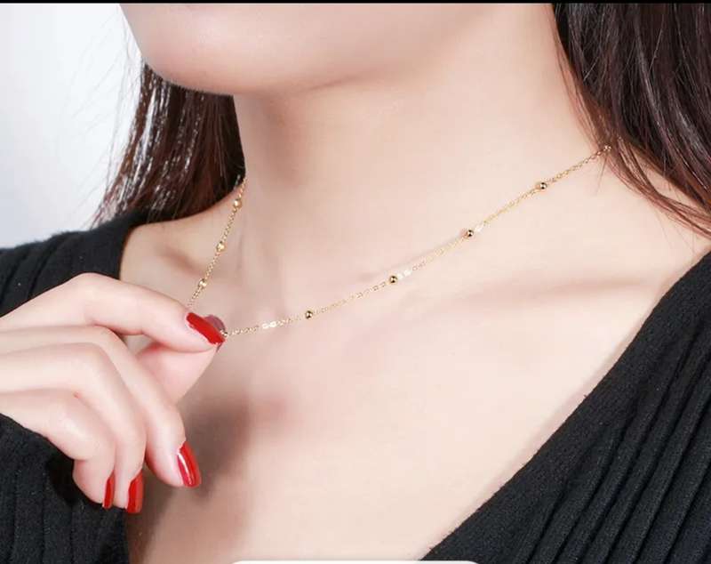 Italian 925 Sterling Silver, 14k gold plated Ball Necklace