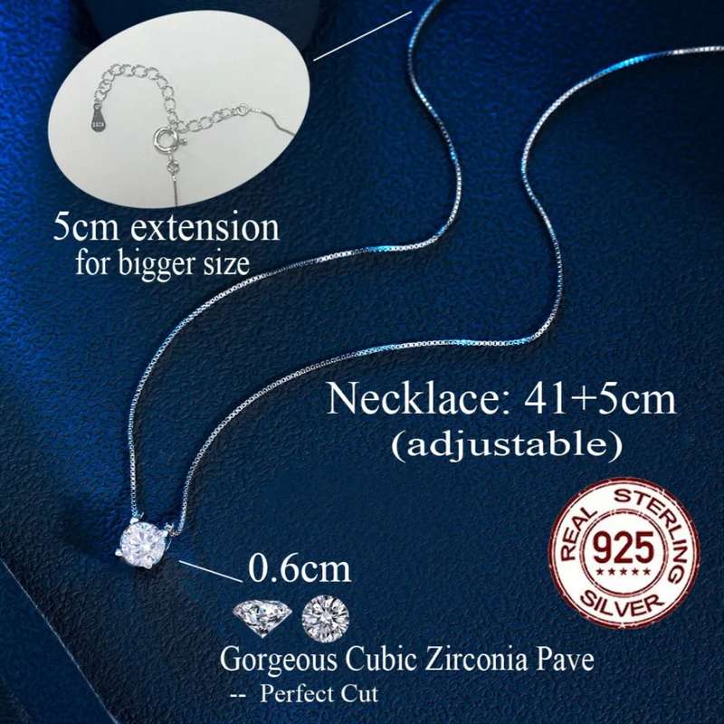 925 Silver CZ  Slider Necklace