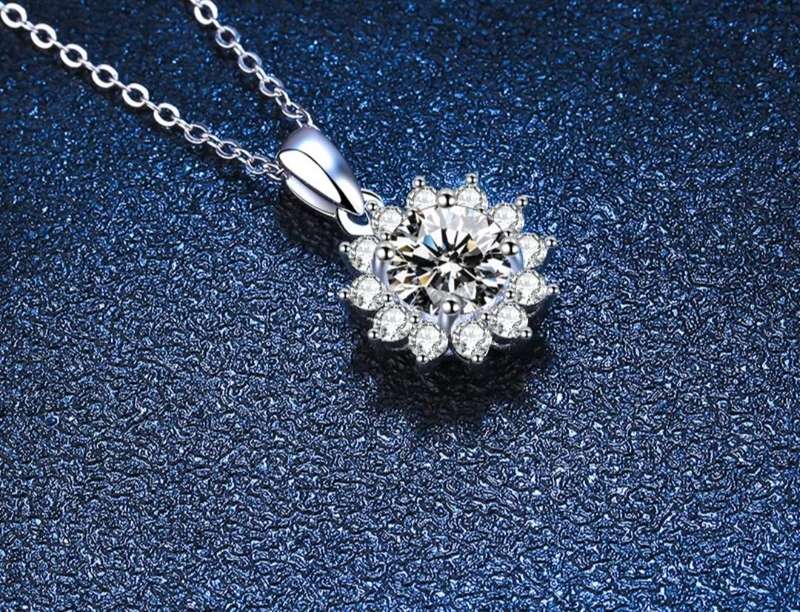 SPECIAL - 1ct Moissanite 925 Silver Sunflower Necklace