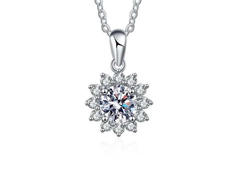 SPECIAL - 1ct Moissanite 925 Silver Sunflower Necklace