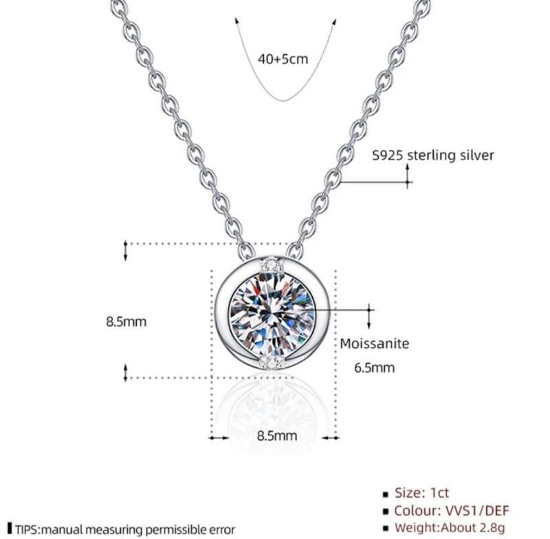1ct Moissanite Tube Necklace