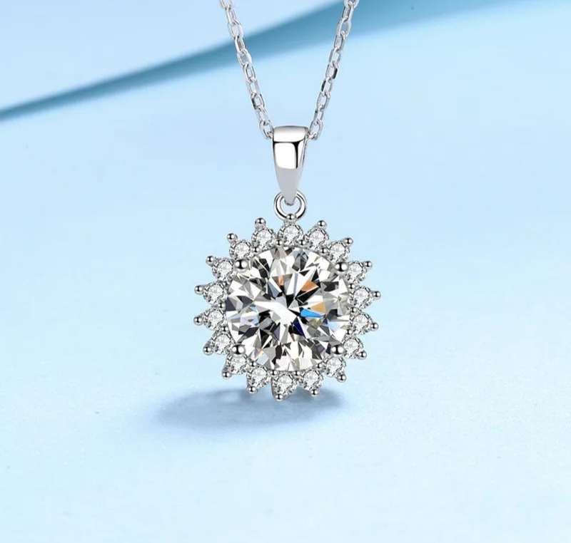 SPECIAL - 1ct Moissanite 925 Silver Sunflower Necklace