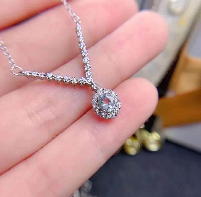 925 Silver Natural Aquamarine Necklace