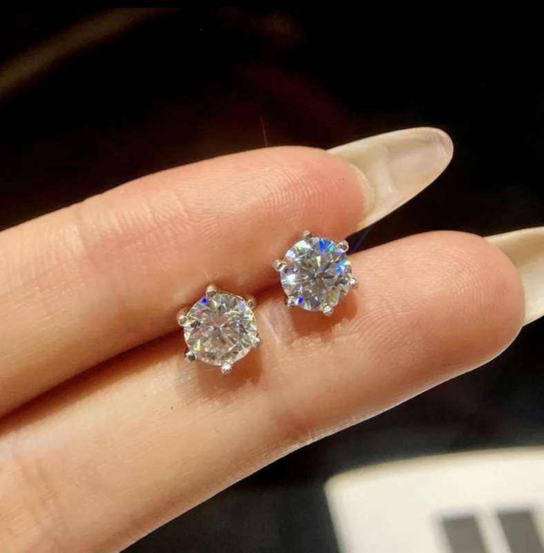 2ct Moissanite 925 Silver 6 Claws Stud Earrings