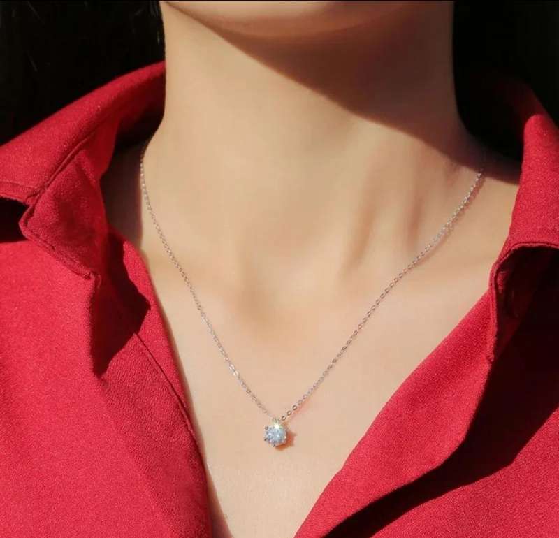 SPECIAL -2ct Moissanite 6 Claw Necklace