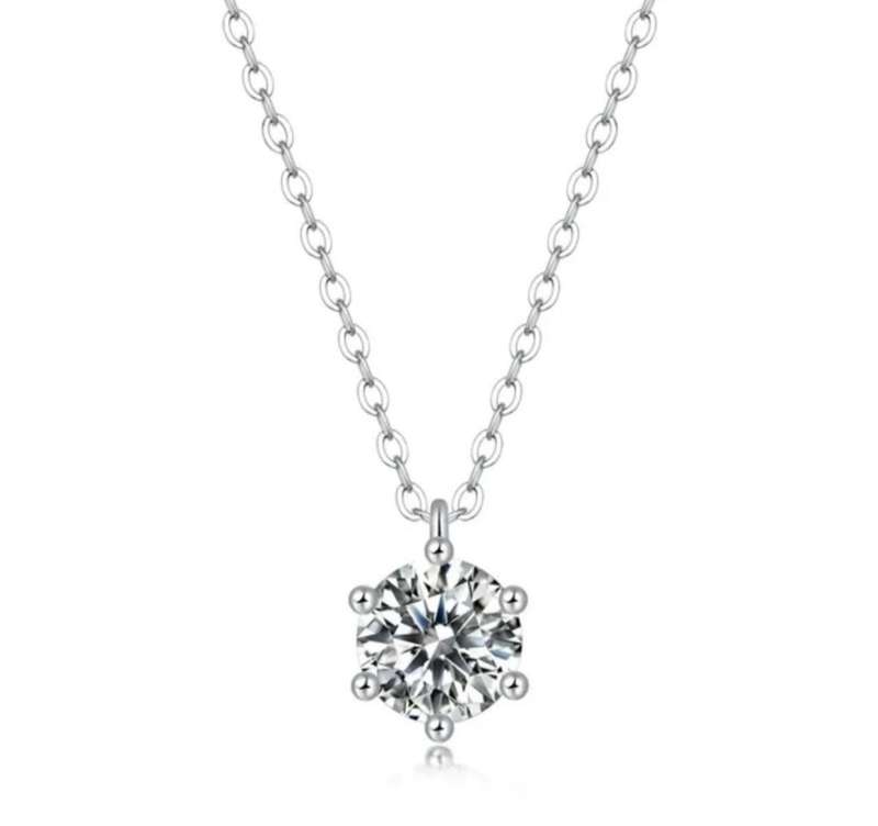 SPECIAL -2ct Moissanite 6 Claw Necklace