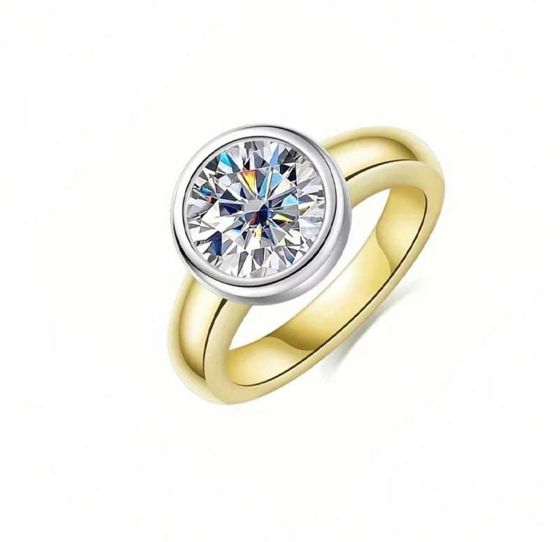 2CT Moissanite Bezel Setting Ring