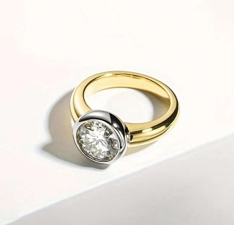 2CT Moissanite Bezel Setting Ring