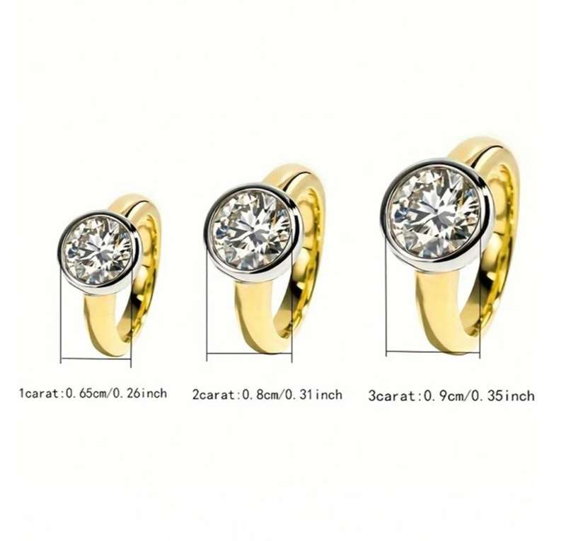 2CT Moissanite Bezel Setting Ring