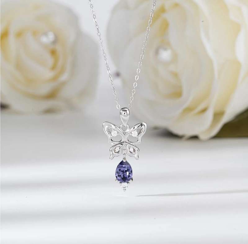 SPECIAL -925 Silver Austrian Crystal Butterfly Necklace