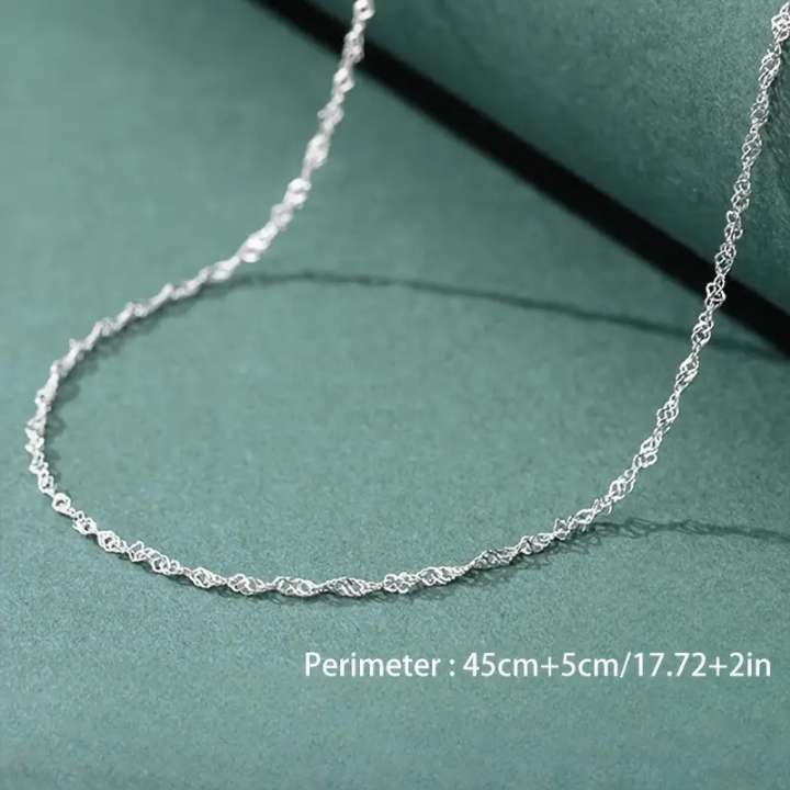 S925 Silver Singapore Necklace with CZ Pendant