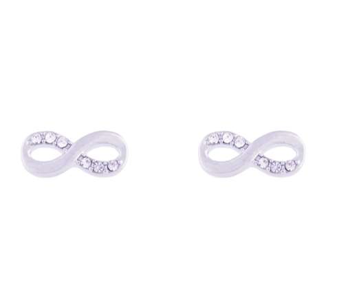 Platinum Plated CZ Infinity Stud Earrings