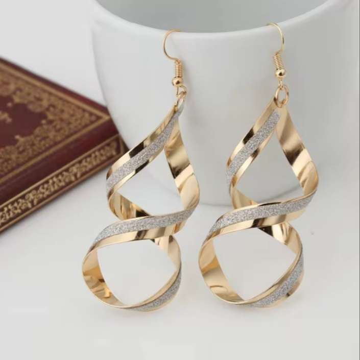 Shimmering Spiral Drop Earrings