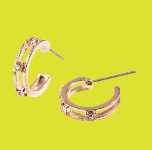 Huggie Hoop CZ Stud Earrings - Rose Gold colour