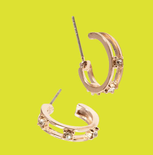 Huggie Hoop CZ Stud Earrings - Rose Gold colour