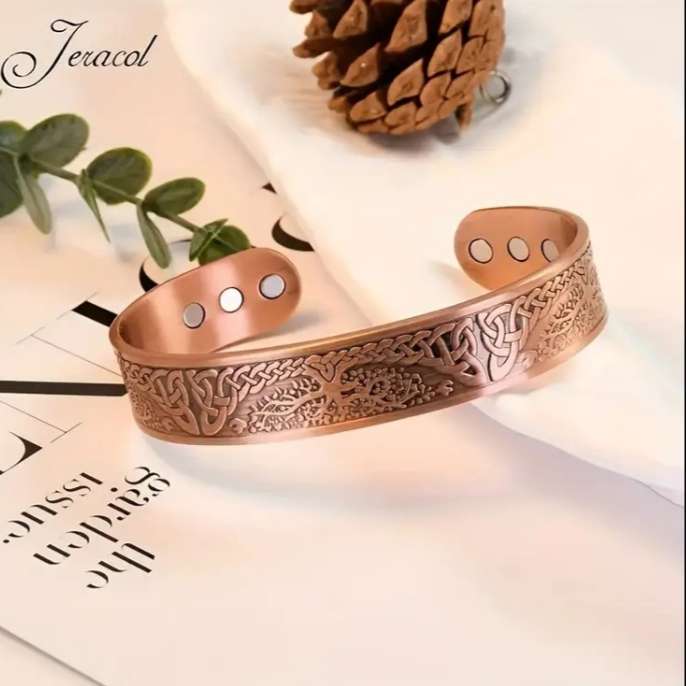 Copper Magnetic Bracelet Bangle with 6 Magnets