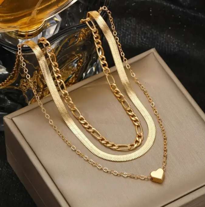 14K Yellow Gold Plated Layered  Necklace