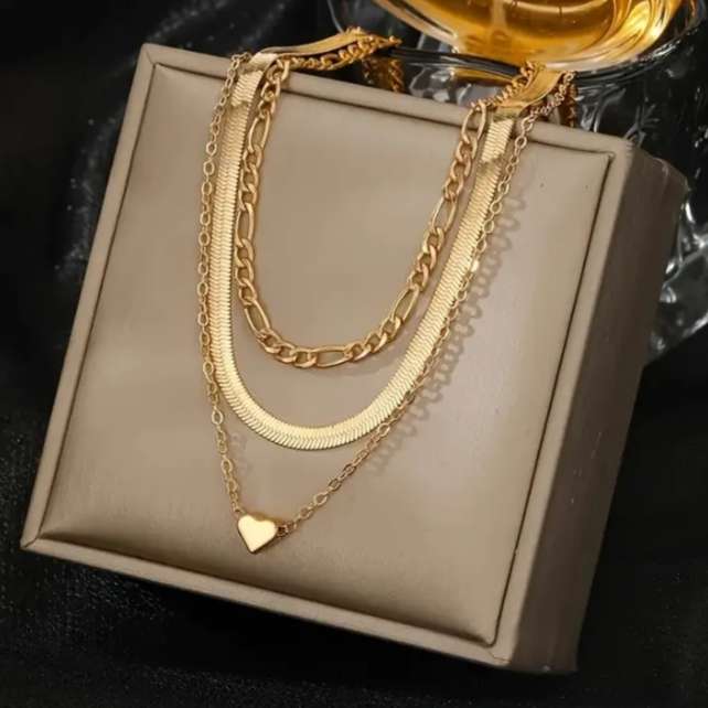 14K Yellow Gold Plated Layered  Necklace
