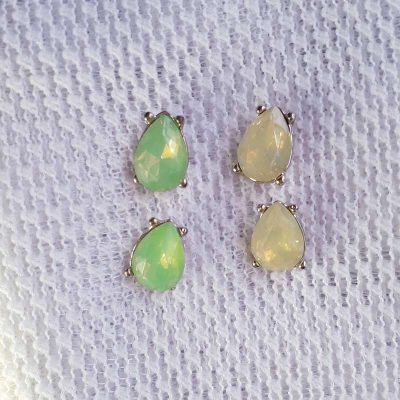Pear shaped Faceted Stud Earrings | Two pairs