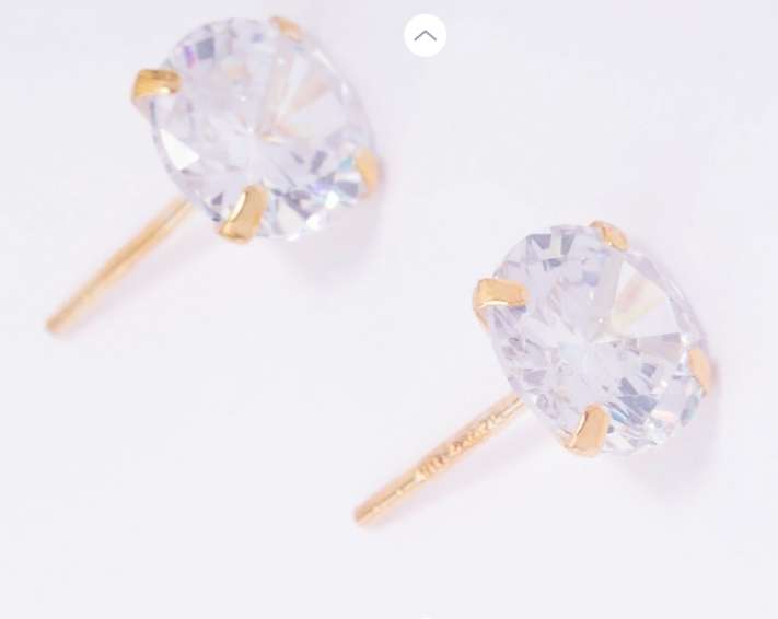 7 mm 925 Sterling Silver 18K Gold Filled CZ Stud Earrings