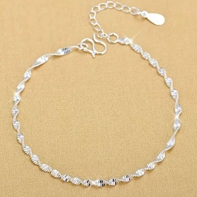 S925 Sterling Silver Filled Twist Herringbone Bracelet