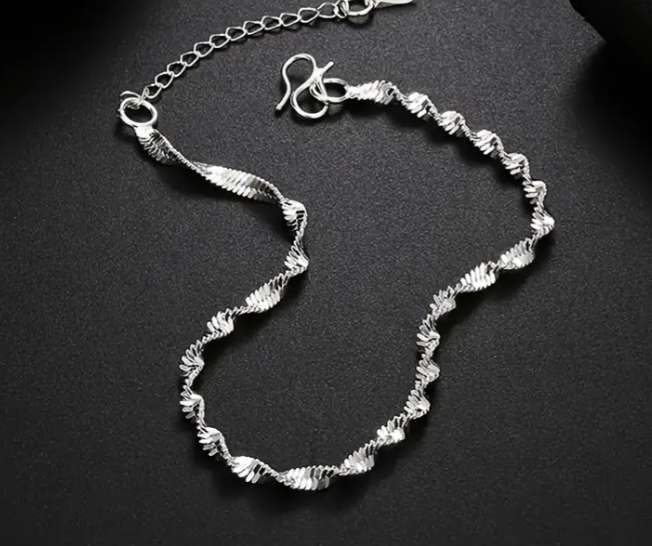 S925 Sterling Silver Filled Twist Herringbone Bracelet