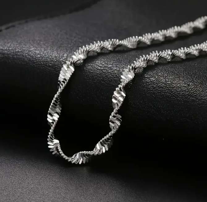 S925 Sterling Silver Filled Twist Herringbone Bracelet