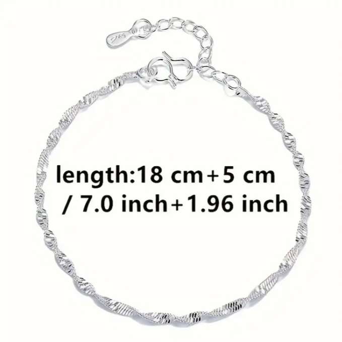 S925 Sterling Silver Filled Twist Herringbone Bracelet