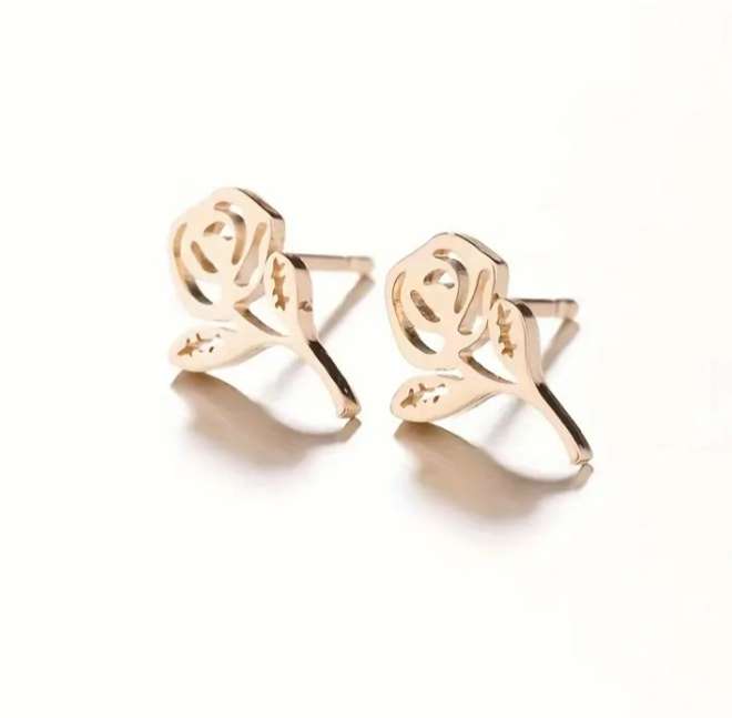 Stainless Steel Necklace and Earrings Set | Roses