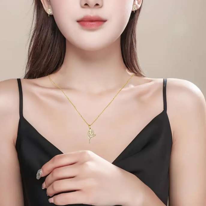 Stainless Steel Necklace and Earrings Set | Roses