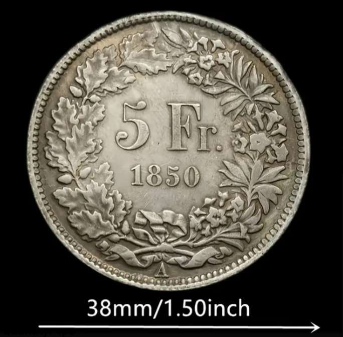 1850 Swiss Replica Commemorative Coin 5 Fr.
