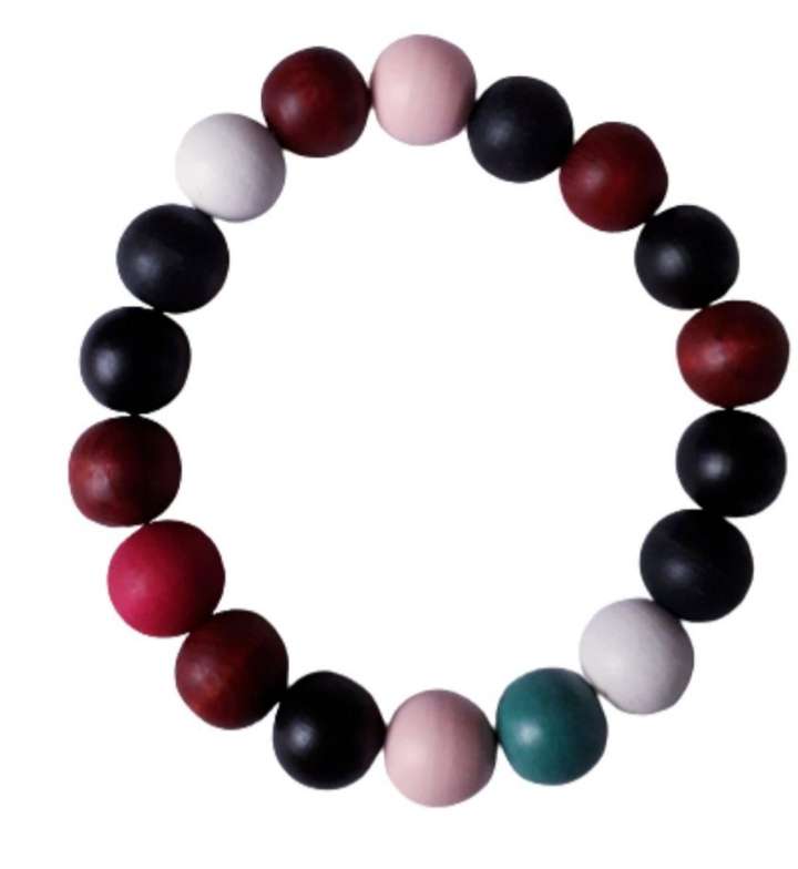 Multicoloured Wooden Bead Necklace