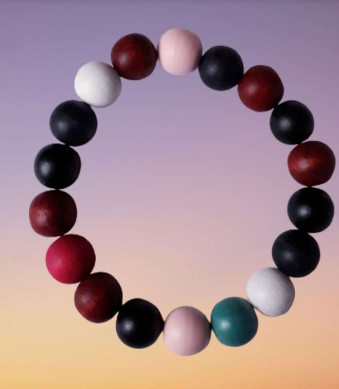 Multicoloured Wooden Bead Necklace