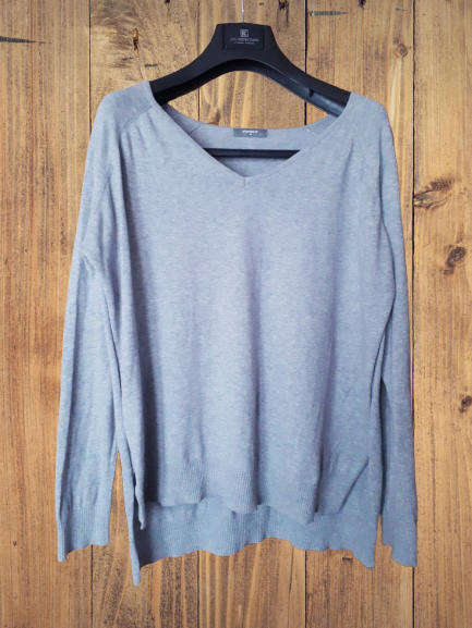 Pre-loved High-low v-neck Jersey | Cotton Cashmere Blend