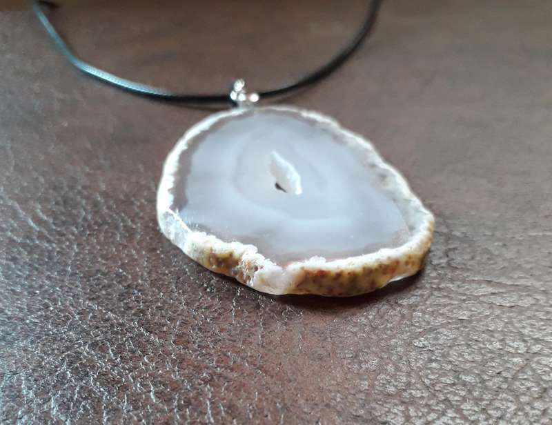 Grey Agate Pendant Necklace