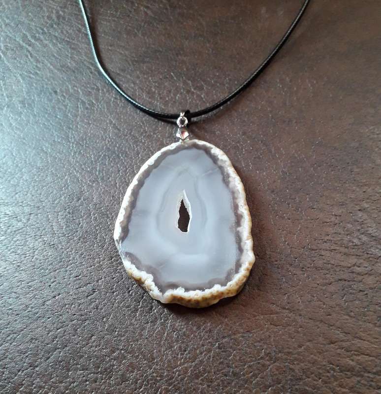 Grey Agate Pendant Necklace