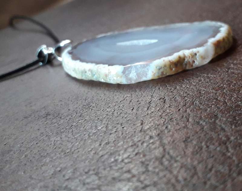 Grey Agate Pendant Necklace