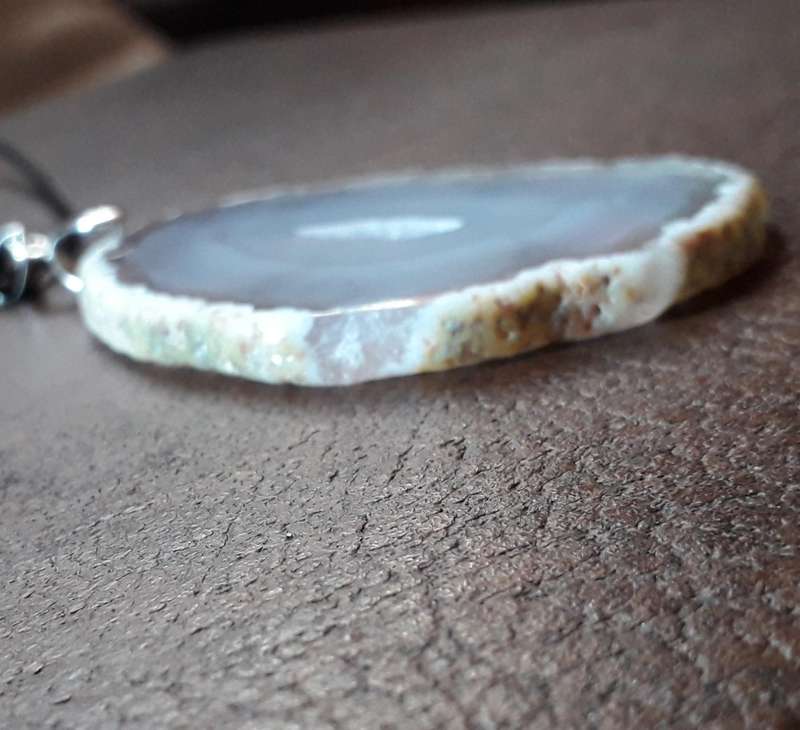 Grey Agate Pendant Necklace