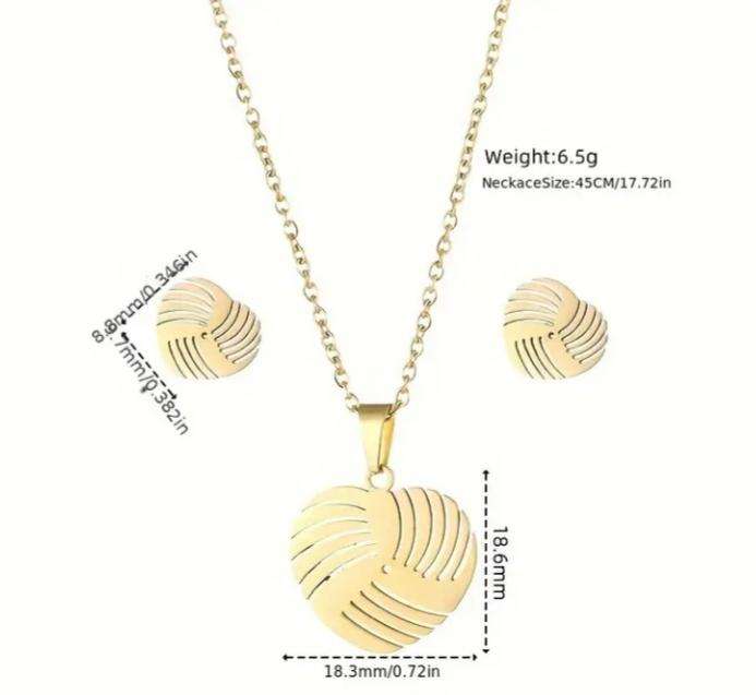 Stainless Steel Necklace and Earrings Set | Passionate Heart