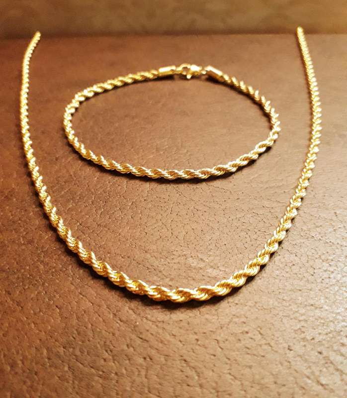 Stainless Steel Twisted Necklace and Bracelet Set