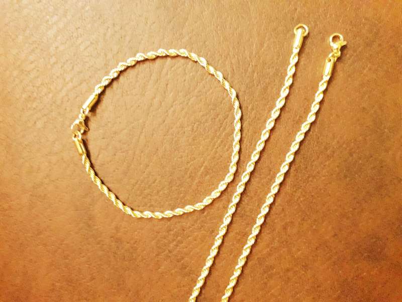 Stainless Steel Twisted Necklace and Bracelet Set