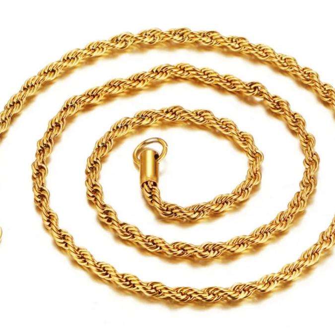 Stainless Steel Twisted Necklace and Bracelet Set