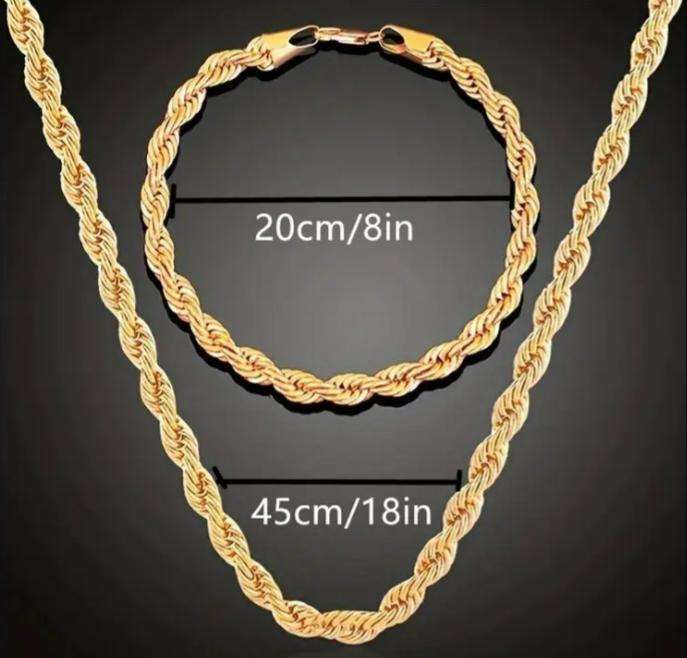 Stainless Steel Twisted Necklace and Bracelet Set