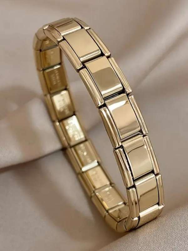 Stainless Steel Stretch Link Bracelet | Golden